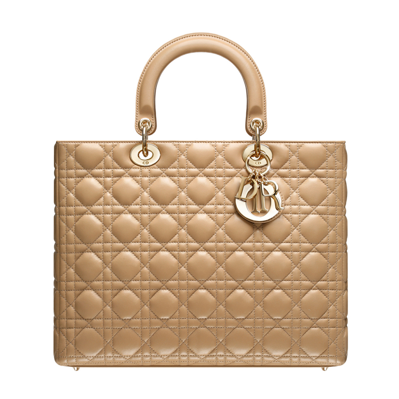 CAL44560 M111 Borsa grande Lady Dior in pelle beige